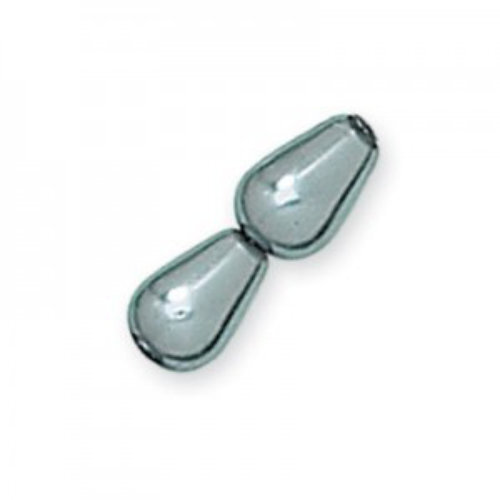 5mm x 3mm  Czech Glass Tear Drop Pearl - PRL-0488-53 - Hematite
