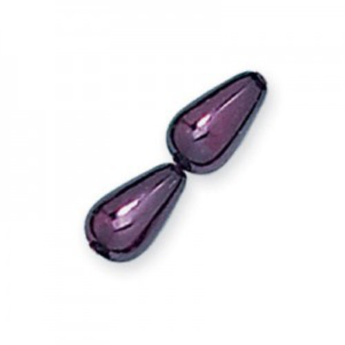 5mm x 3mm  Czech Glass Tear Drop Pearl - PRL-8077-53 - Eggplant
