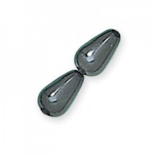 6mm x 4mm Czech Glass Tear Drop Pearl - PRL-3599-64 - Black