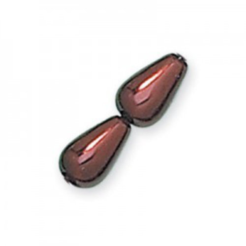 7mm x 5mm Czech Glass Tear Drop Pearl - PRL-0408-75 - Bronze