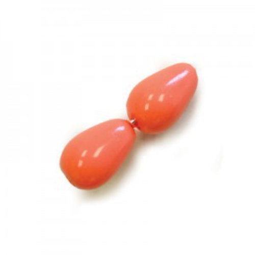 7mm x 5mm Czech Glass Tear Drop Pearl - PRL-8955-75 - Coral