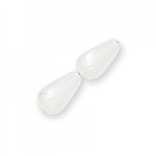 9mm x 6mm Czech Glass Tear Drop Pearl - PRL-0400-96 - White