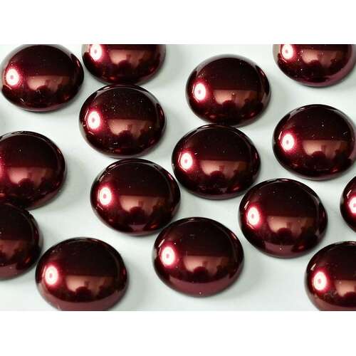 10mm Czech Pearl Cabochon - Rich Burgundy  - 70499