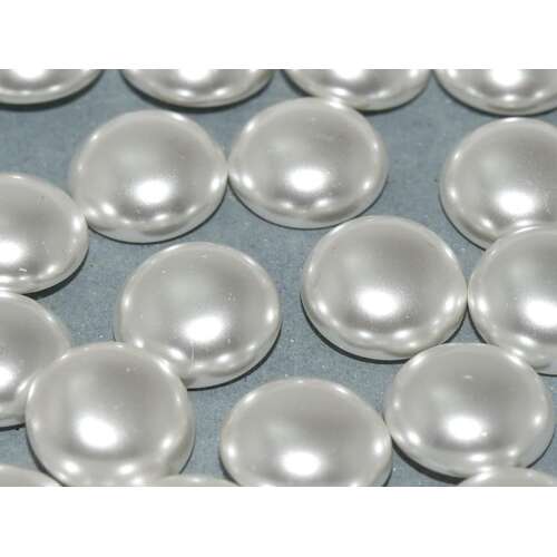 12mm Czech Pearl Cabochon - Bright White  - 70400