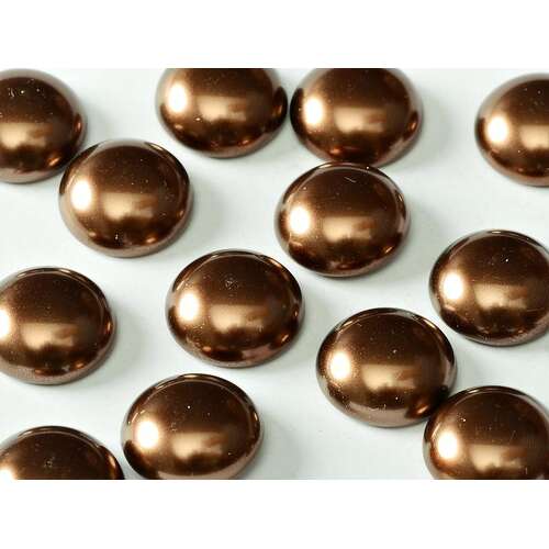 14mm Czech Pearl Cabochon - Brown - 70418