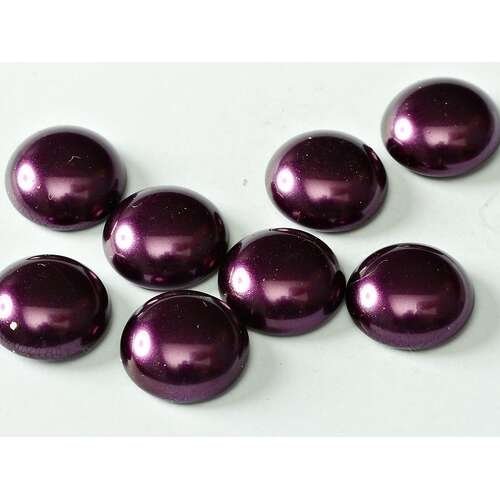 14mm Czech Pearl Cabochon - Aubergine - 70979