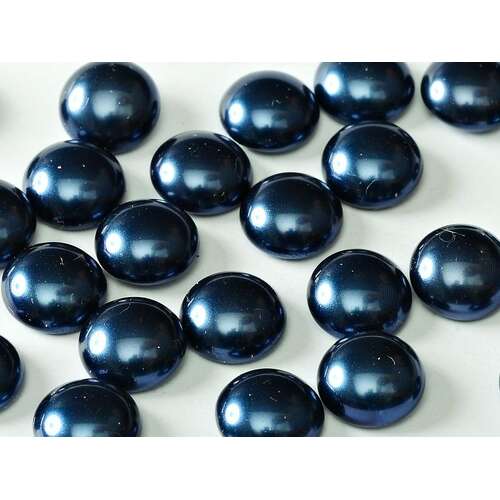 8mm Czech Pearl Cabochon - Deep Blue - 70968