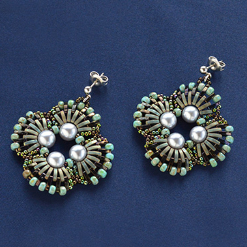 Quarter TILA Beads Olive Color Earrings