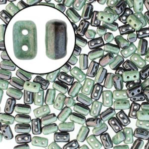 Rulla 3mm x 5mm - RUL3503849-14457 - Duet Black & White Green Luster