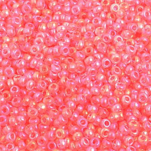 Preciosa 10/0 Rocaille Seed Beads - SB10-41191 - Transparent Salmon Pink Rainbow AB