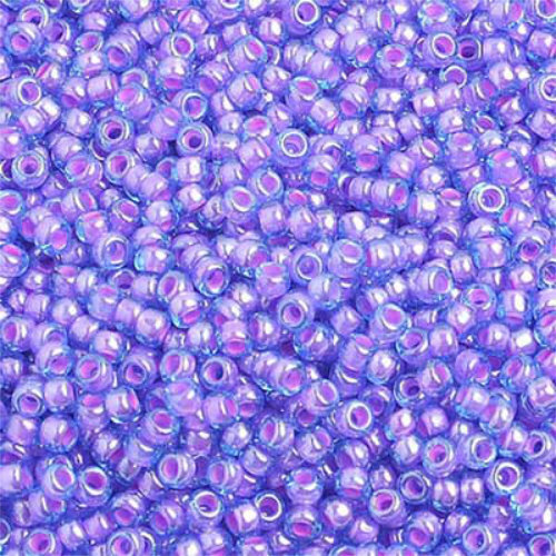 Preciosa 10/0 Rocaille Seed Beads - SB10-61016 - Crystal Lined Fuchsia-Transparent Blue