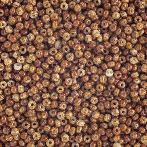 Preciosa 10/0 Rocaille Seed Beads - SB10-66209 - Opaque Travertine on Chalk White