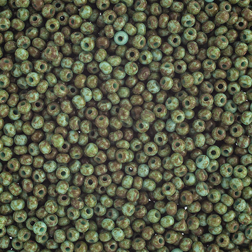 Preciosa 10/0 Rocaille Seed Beads - SB10-69130 - Opaque Travertine on Turquoise