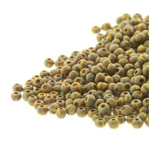 Preciosa 11/0 Rocaille Seed Beads - SB11-83520M-86800 - Yellow Green Striped Travertine