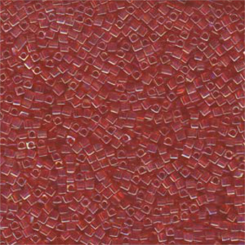 Miyuki 1.8mm (SB18) Square Bead - SB18-254 - Transparent Red AB