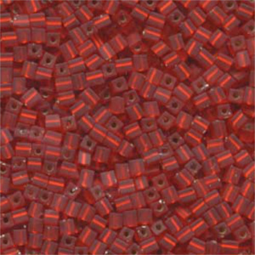 Miyuki 3mm (SB3) Square Bead - SB3-10F - Silver Lined Flame Red