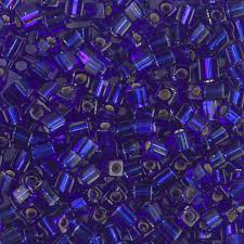 Miyuki 3mm (SB3) Square Bead - SB3-20F - Matte Silver Lined Cobalt