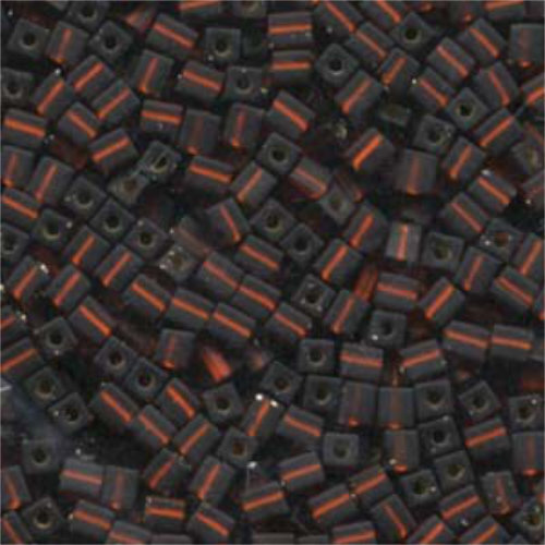 Miyuki 4mm (SB4) Square Bead - SB4-005F - Matte Silver Lined Dark Topaz AB