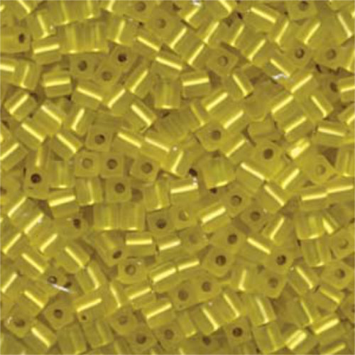 Miyuki 4mm (SB4) Square Bead - SB4-006F - Matte Silver Lined Yellow AB
