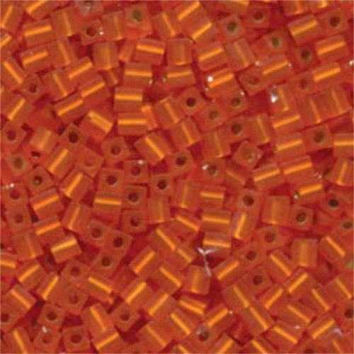Miyuki 4mm (SB4) Square Bead - SB4-008F - Matte Silver Lined Orange AB