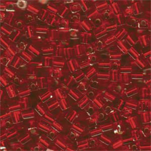 Miyuki 4mm (SB4) Square Bead - SB4-010 - Silver Lined Flame Red