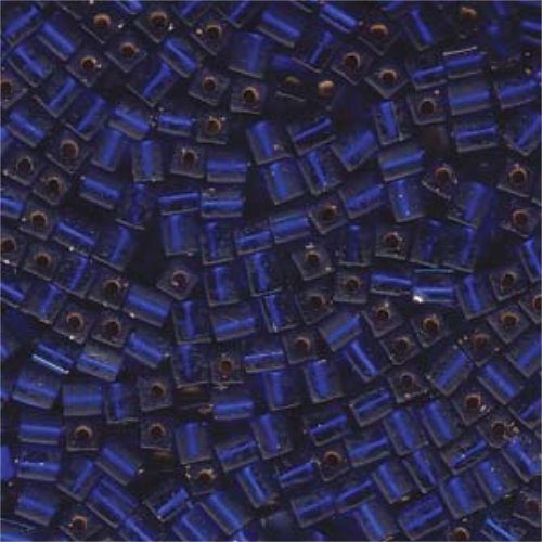Miyuki 4mm (SB4) Square Bead - SB4-020F - Matte Silver Lined Cobalt AB