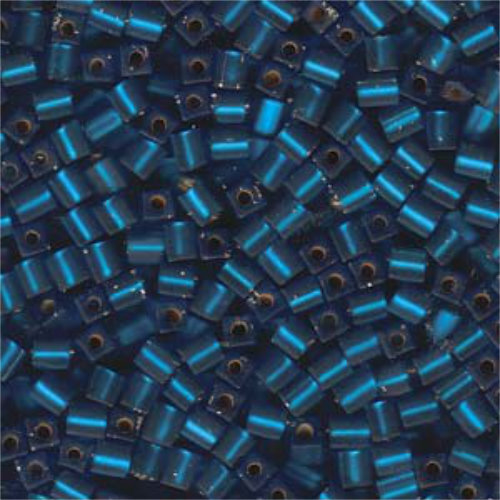 Miyuki 4mm (SB4) Square Bead - SB4-025F - Matte Silver Lined Capri Blue AB