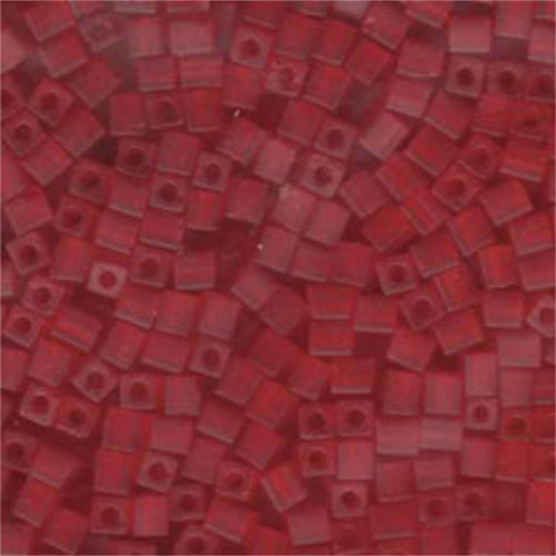 Miyuki 4mm (SB4) Square Bead - SB4-140F - Matte Transparent Red Orange