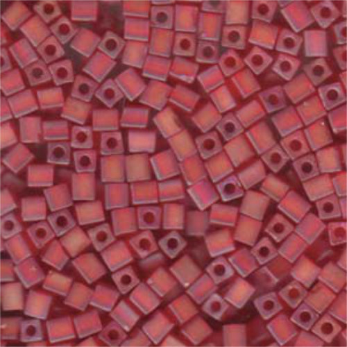 Miyuki 4mm (SB4) Square Bead - SB4-140FR - Matte Transparent Red Orange AB