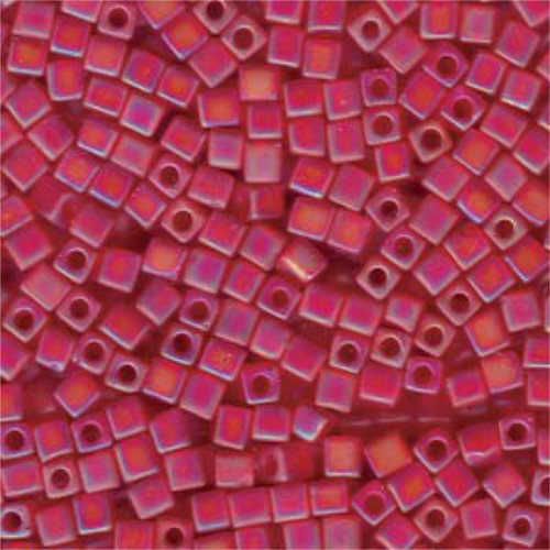 Miyuki 4mm (SB4) Square Bead - SB4-141FR - Matte Transparent Ruby AB