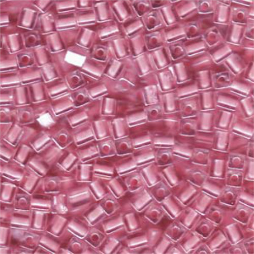 Miyuki 4mm (SB4) Square Bead - SB4-207 - Pink Lined Crystal