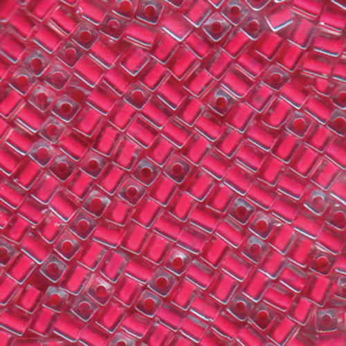 Miyuki 4mm (SB4) Square Bead - SB4-208 - Carnation Pink Lined Crystal
