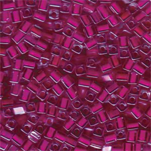 Miyuki 4mm (SB4) Square Bead - SB4-209 - Fuschia Lined Crystal