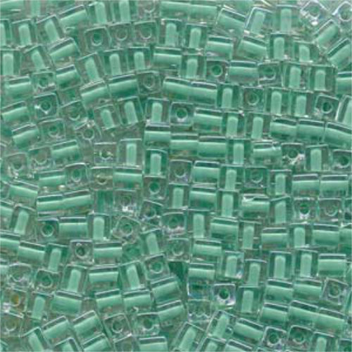 Miyuki 4mm (SB4) Square Bead - SB4-219 - Green Lined Crystal