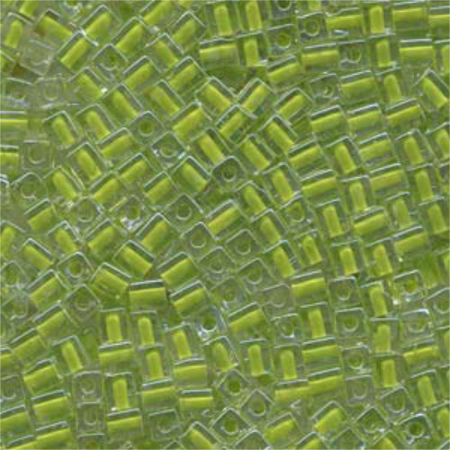 Miyuki 4mm (SB4) Square Bead - SB4-245 - Chartreuse Lined Crystal