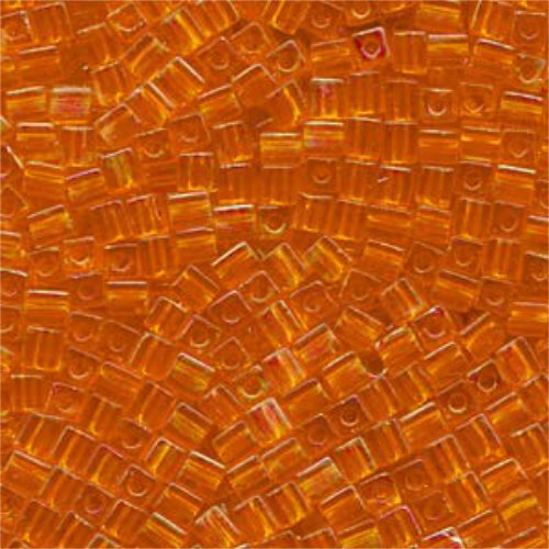Miyuki 4mm (SB4) Square Bead - SB4-253 - Transparent Orange AB
