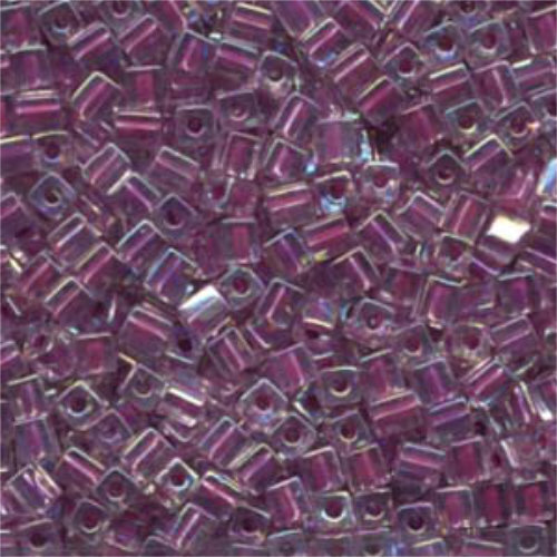 Miyuki 4mm (SB4) Square Bead - SB4-264 - Raspberry Lined Crystal AB