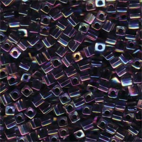 Miyuki 4mm (SB4) Square Bead - SB4-283 - Noir Lined Crystal AB