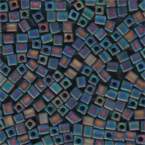 Miyuki 4mm (SB4) Square Bead - SB4-401FR - Matte Opaque Black AB