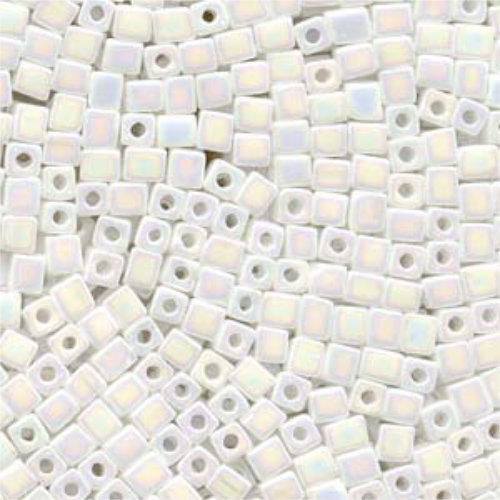 Miyuki 4mm (SB4) Square Bead - SB4-402R - Opaque White AB