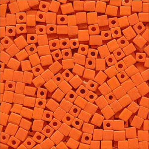 Miyuki 4mm (SB4) Square Bead - SB4-406 - Opaque Orange
