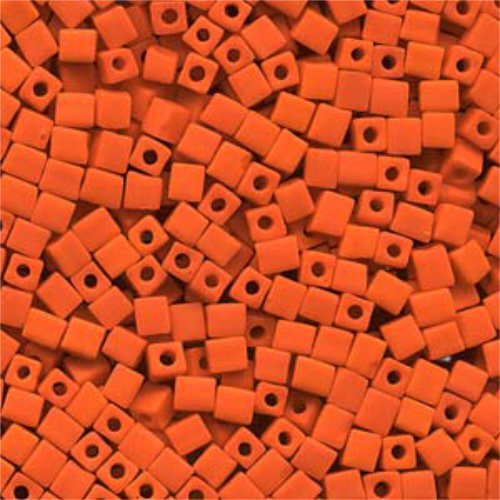 Miyuki 4mm (SB4) Square Bead - SB4-406F - Matte Opaque Orange