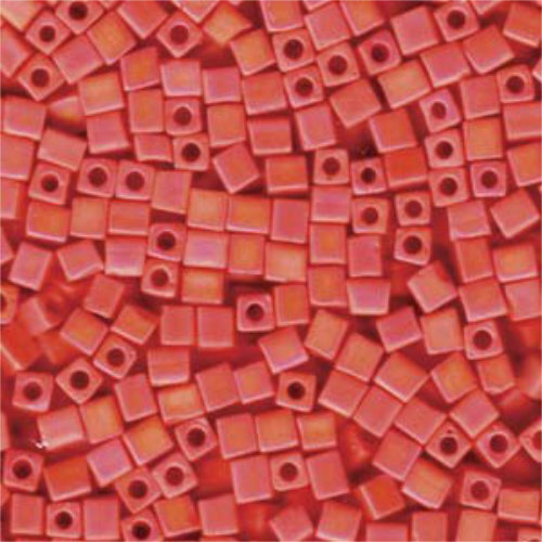 Miyuki 4mm (SB4) Square Bead - SB4-406FR - Opaque Orange AB