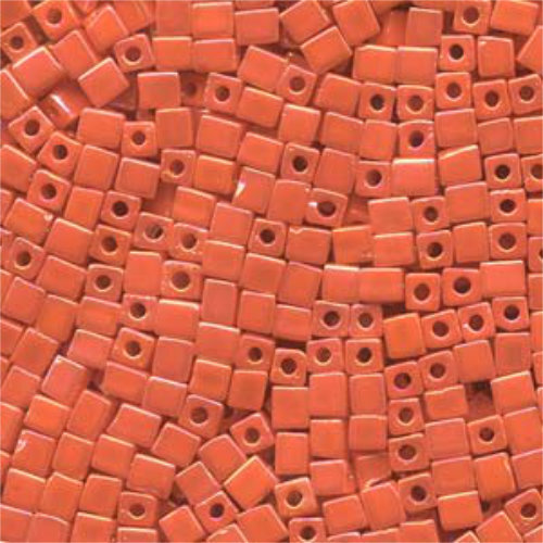 Miyuki 4mm (SB4) Square Bead - SB4-406R - Matte Opaque Orange AB