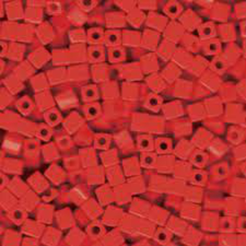 Miyuki 4mm (SB4) Square Bead - SB4-407 - Opaque Vermillion Red