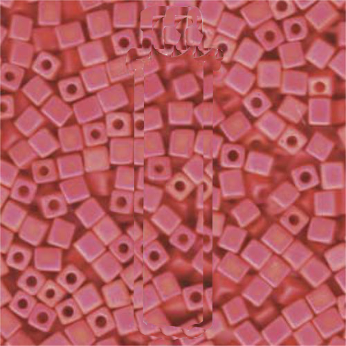 Miyuki 4mm (SB4) Square Bead - SB4-407FR - Opaque Vermillion Red AB