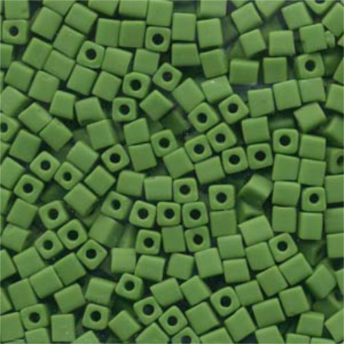 Miyuki 4mm (SB4) Square Bead - SB4-411F - Matte Opaque Jade Green AB