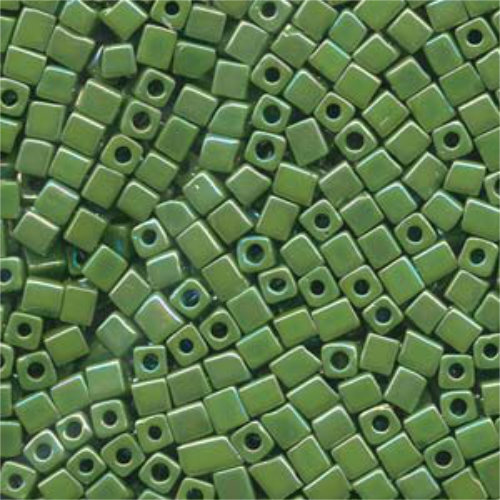 Miyuki 4mm (SB4) Square Bead - SB4-411R - Opaque Jade Green AB