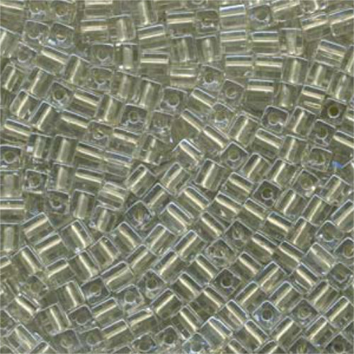 Miyuki 4mm (SB4) Square Bead - SB4-2604 - Metallic Light Green Lined Crystal