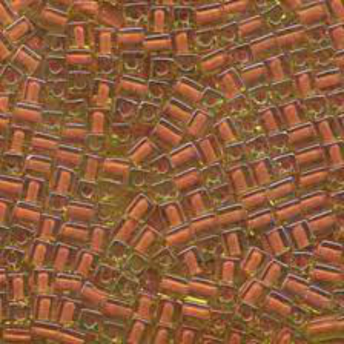 Miyuki 4mm (SB4) Square Bead - SB4-2630 - Green Lined Orange